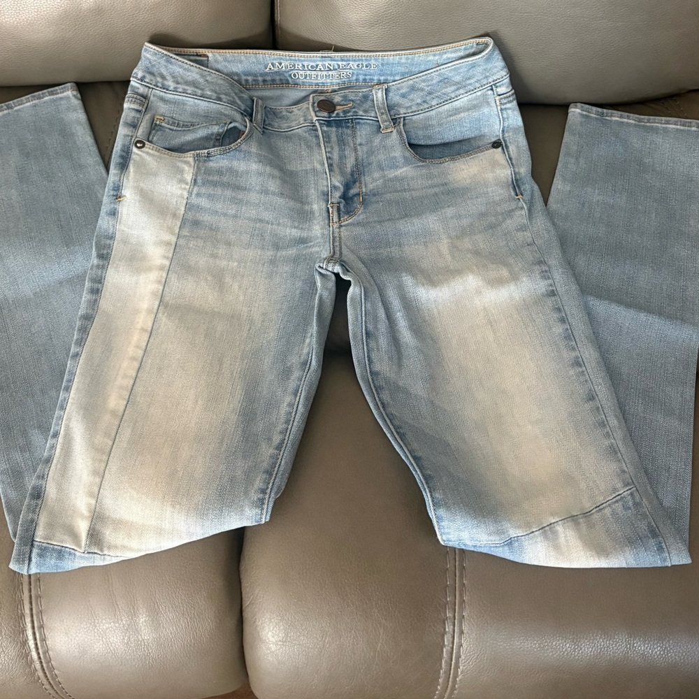American Eagle Outfitters Size 6 Women's Light Blue Patchwork Skinny Jeans AE
